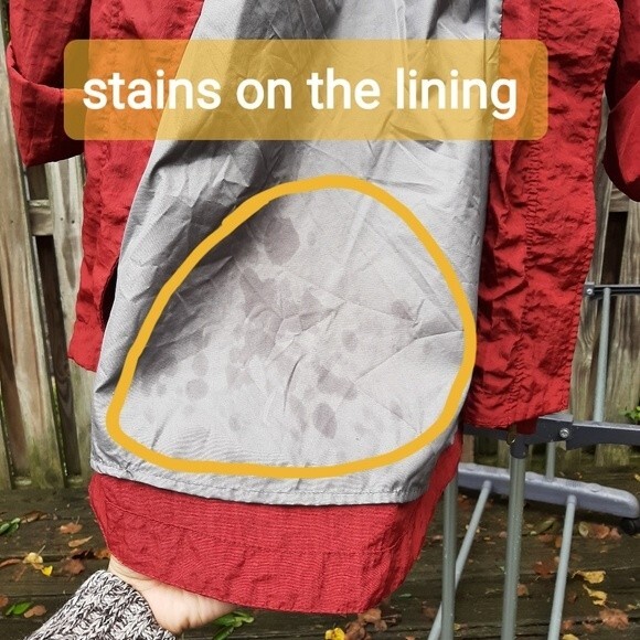 G.E.T. Red Hooded Trench Coat Lightweight Zip Up Jacket Toll-Tab Sleeve - Picture 6 of 16